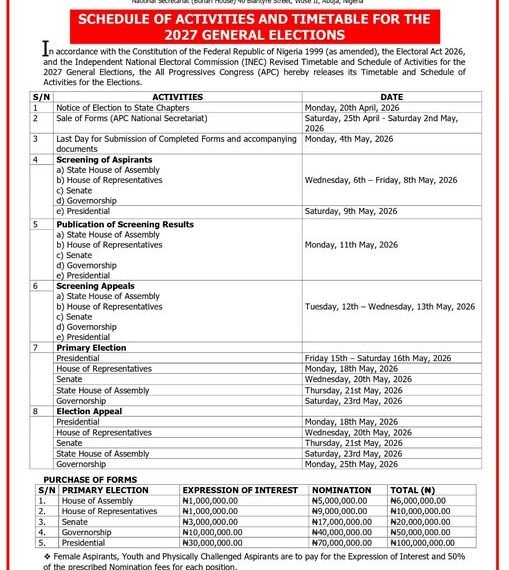 APC revised timetable for 2027 elections sparks mixed reactions online