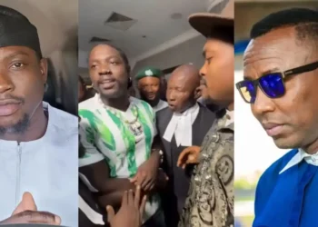 Drama as VeryDarkMan, Blord shake hands during court session