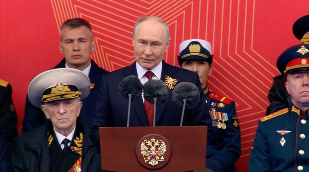 Putin accuses NATO of backing Ukraine during Victory Day speech