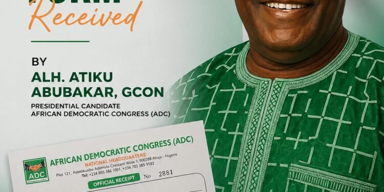 ADC releases receipt of Atiku's ₦90m payment for presidential nomination form