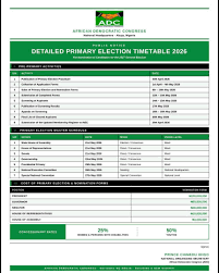 ADC unveils timetable for primaries, fixes May 25 for presidential primary