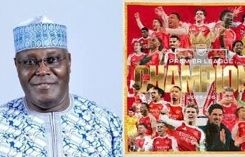 Atiku congratulates Arsenal on Premier League triumph