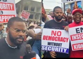 “No Democracy Without Security” — Reaction As Falana, Falz, Others Join Lagos #EndBadGovernance Protest