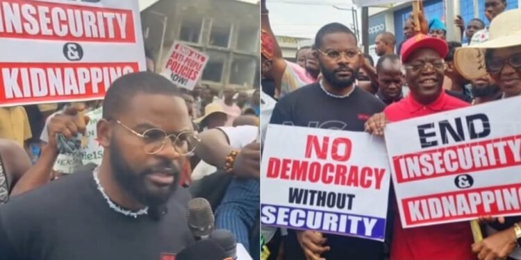 “No Democracy Without Security” — Reaction As Falana, Falz, Others Join Lagos #EndBadGovernance Protest