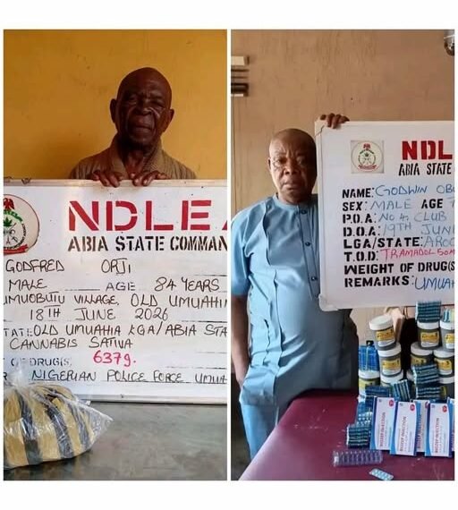 NDLEA Arrests 2 Grandfathers For Supplying Drugs To Secondary School Students In Abia