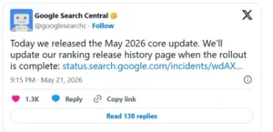 May Google Core Update rolls out worldwide as Google refines AI-powered search rankings