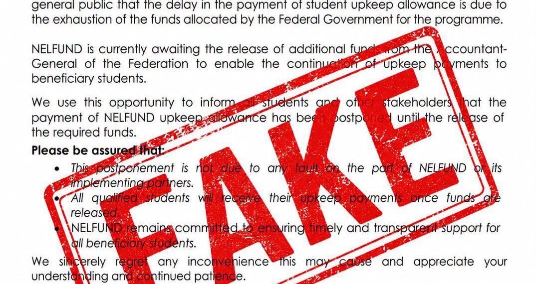 NELFUND Debunks Fake Statement On Student Upkeep Delay, Urges Beneficiaries To Ignore False Claims
