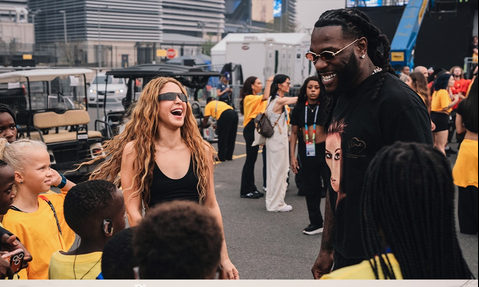 Burna Boy, Shakira Meet, Share Heartwarming Moment Ahead of Historic World Cup Final Halftime Show