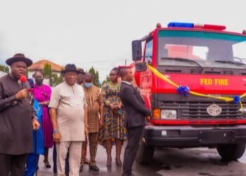 Governor Diri Presents Fire Fighting Truck To Airport As State Awaits 2nd Aircraft
