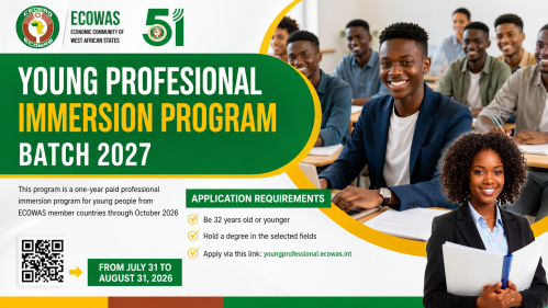ECOWAS Opens Applications For 2027 Young Graduates Immersion Programme