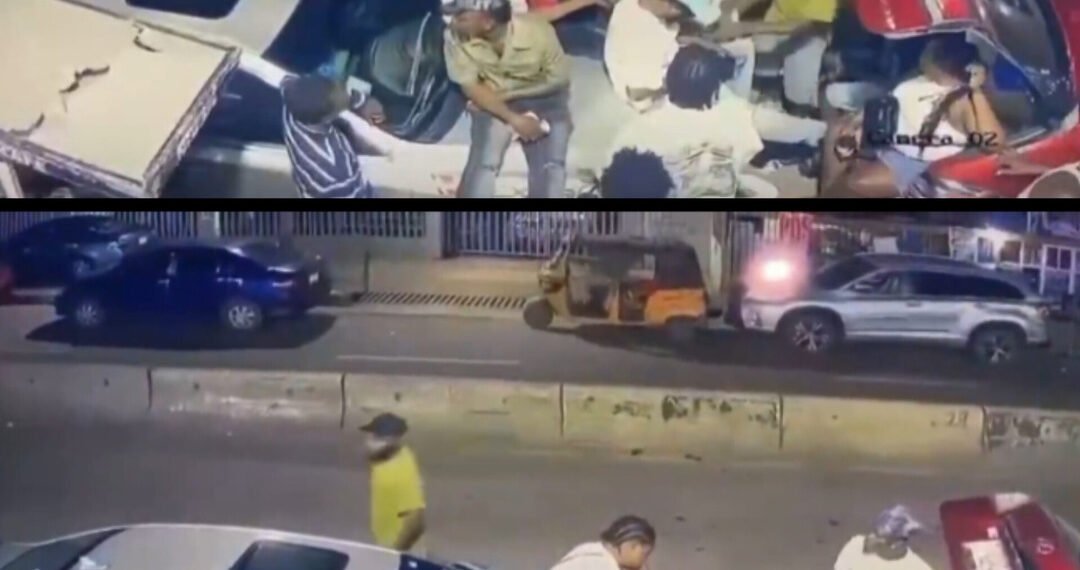 CCTV Footage Appears to Show Robbery Scare Outside Abule Egba Lounge