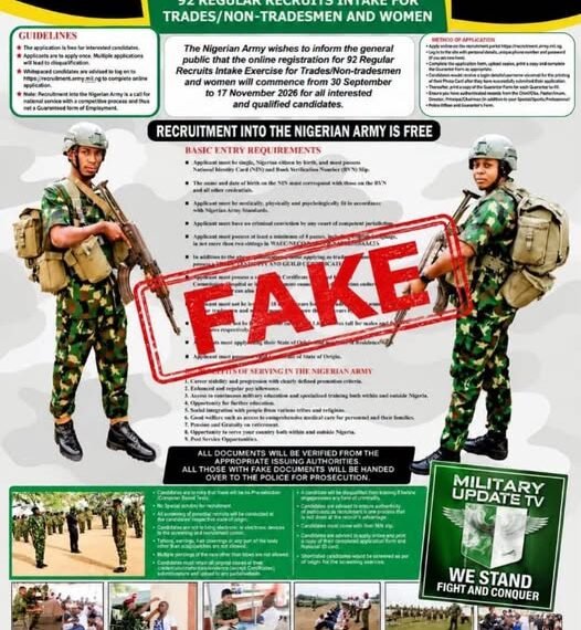 Army Dismiss 92 Regular Recruitment Intake Reports, Warn Applicants