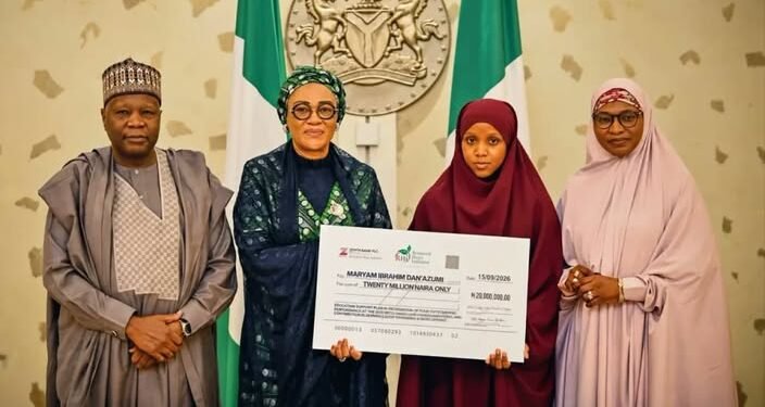 First Lady Gives N20m to Gombe Qur'anic Champion Maryam Dan'azumi