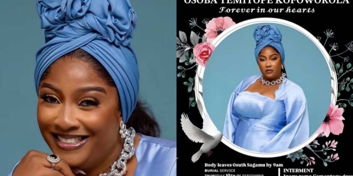Temitope Osoba’s Family Announces September 10 Burial Date
