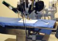 Robotic prostate surgery in an operating theatre