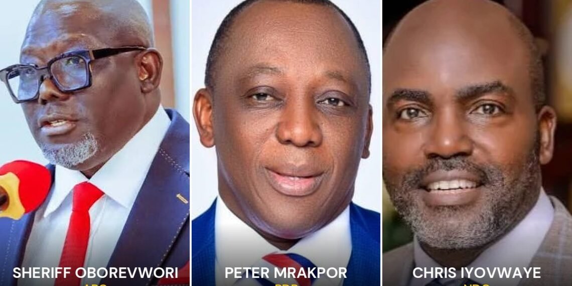Delta State governorship candidates 2027: Oborevwori, Mrakpor and Iyovwaye