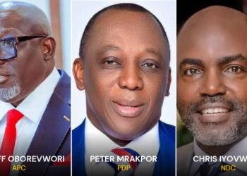 Delta State governorship candidates 2027: Oborevwori, Mrakpor and Iyovwaye