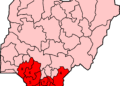 Map showing states of the Niger Delta region of Nigeria