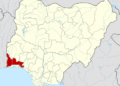 Map of Nigeria showing Ogun State