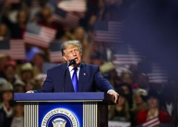 Donald Trump speaking at a Republican event amid Tom Cotton daylight saving time feud